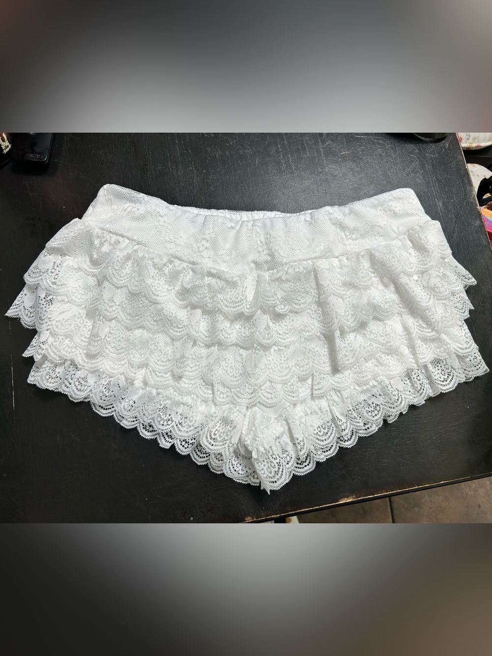 White Lace Ruffle Shorts